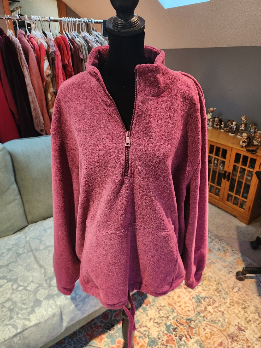Beyond Yoga Half-Zip Pullover Hoodie in Marled Wine Pink XL Great Condition